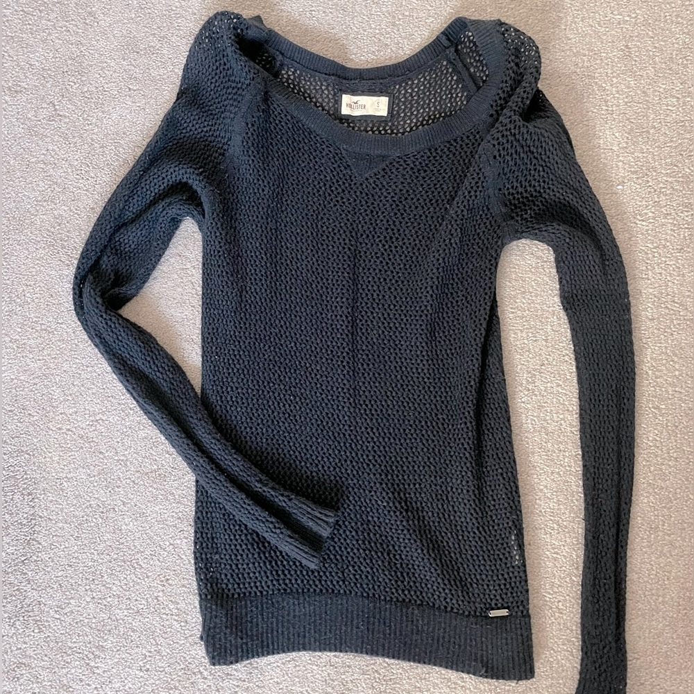 Hollister Wide Knit Sweater Navy Blue